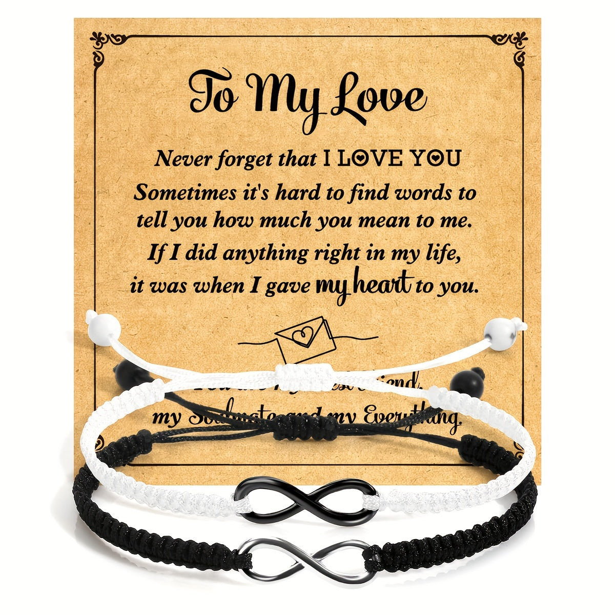 Infinity Symbol Couple Bracelet Set with Nylon Rope