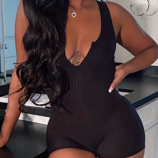 Sexy V Neck Romper Jumpsuit Sleeveless Solid