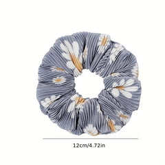 Daisy Print Pleated Headband Scrunchies Hair Tie Sweet Hair Rope Ponytail Holder