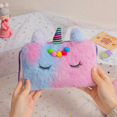 Girls Sequin Plush Unicorn Tie Dye Bag Coin Purse Crossbody Bag
