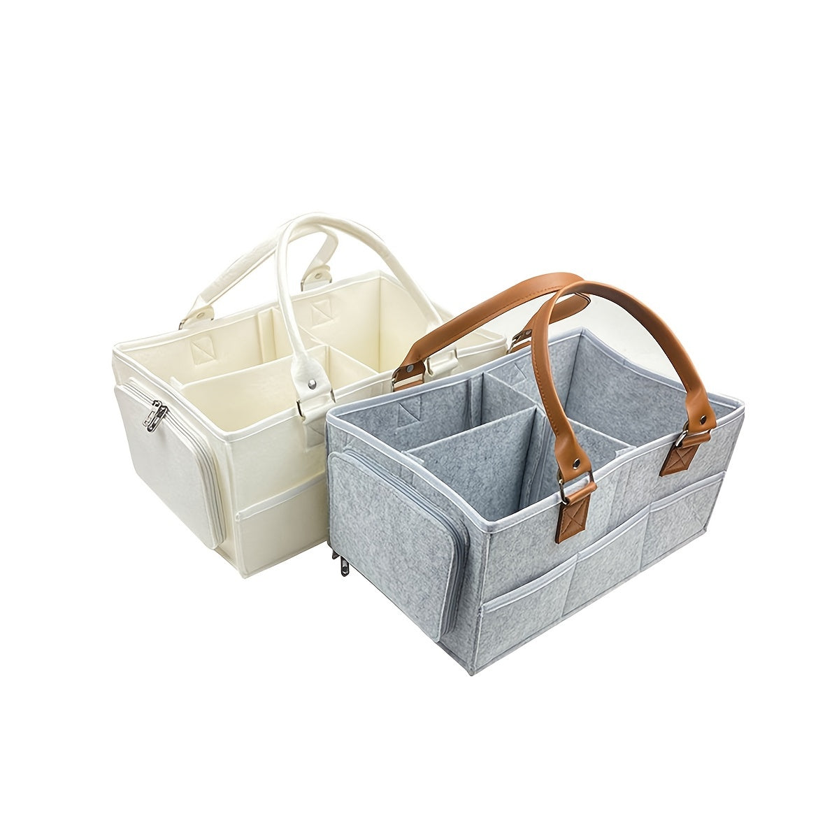 Diaper Caddy Nursery Storage Bin, Car Organizer - Grey