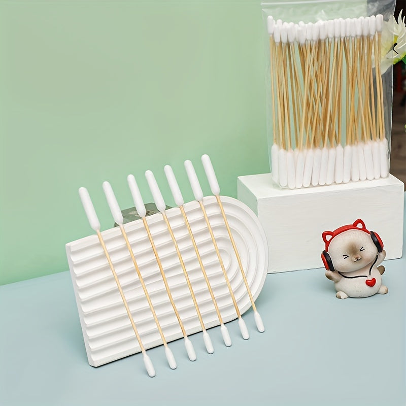 50pcs Pet Cotton Swabs Double Headed Stick Wooden Handle Pet Ear Cleaning