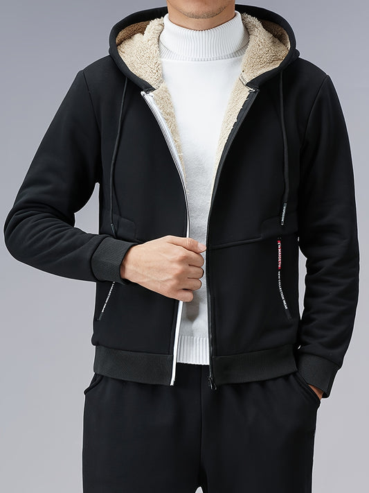Men's Fall Winter Fleece Hooded Jacket