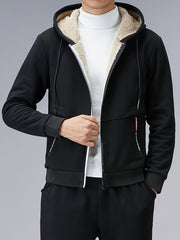 Men's Fall Winter Fleece Hooded Jacket