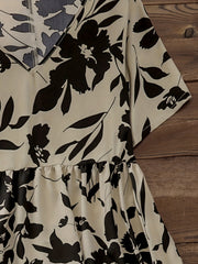 Women's Plus Floral Print V Neck Stretch Dress With Pockets
