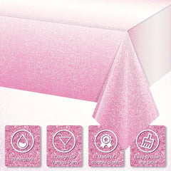 Pink Plastic Tablecloth for Parties Gradient Pastel Pink Disposable Tablecloth