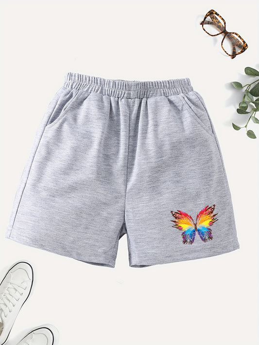 Girls' Butterfly Graphic Casual Shorts Outwear Elastic Waist Regular Fit