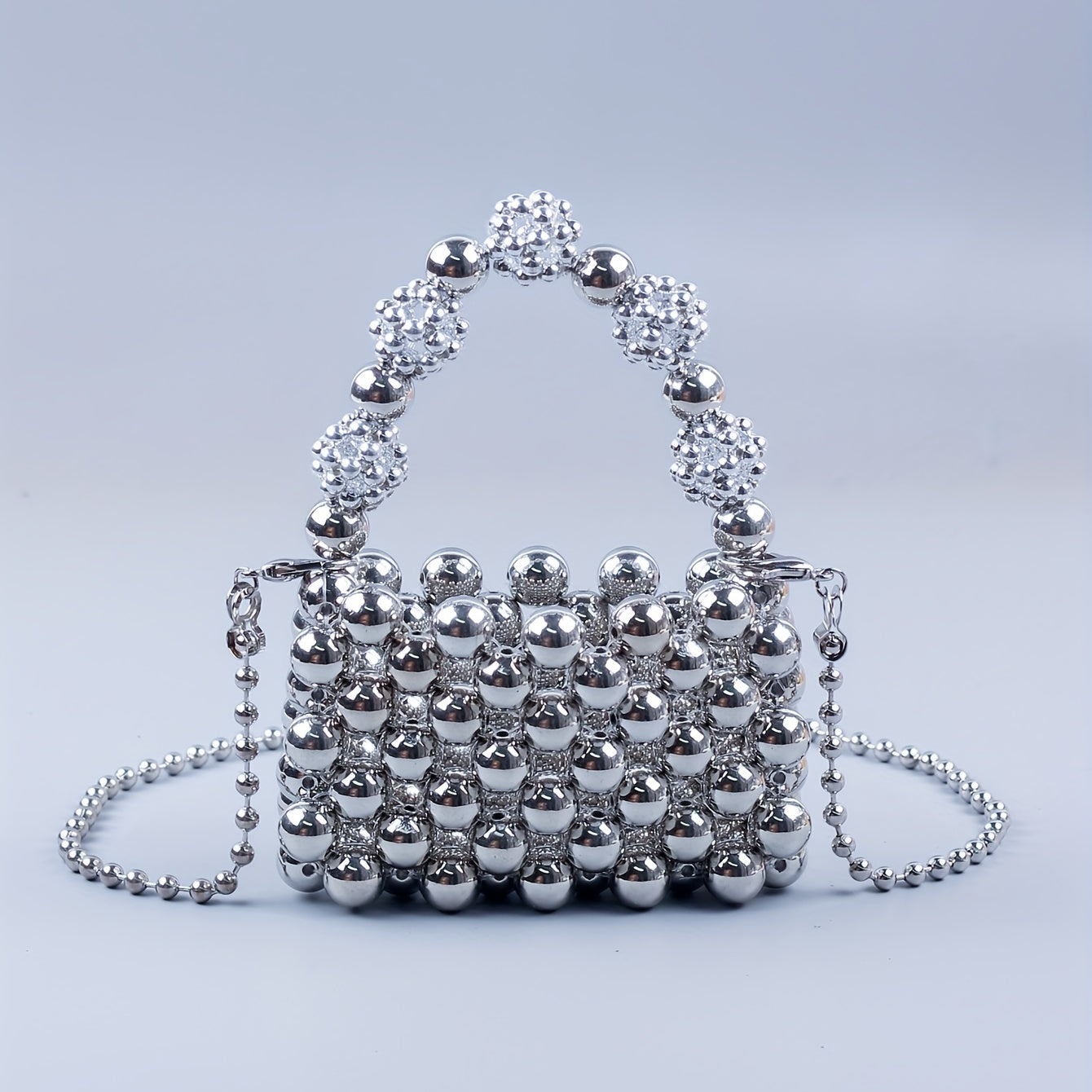 Stylish Beaded Crossbody Bag Acrylic Solid Shoulder Handbag & Purse