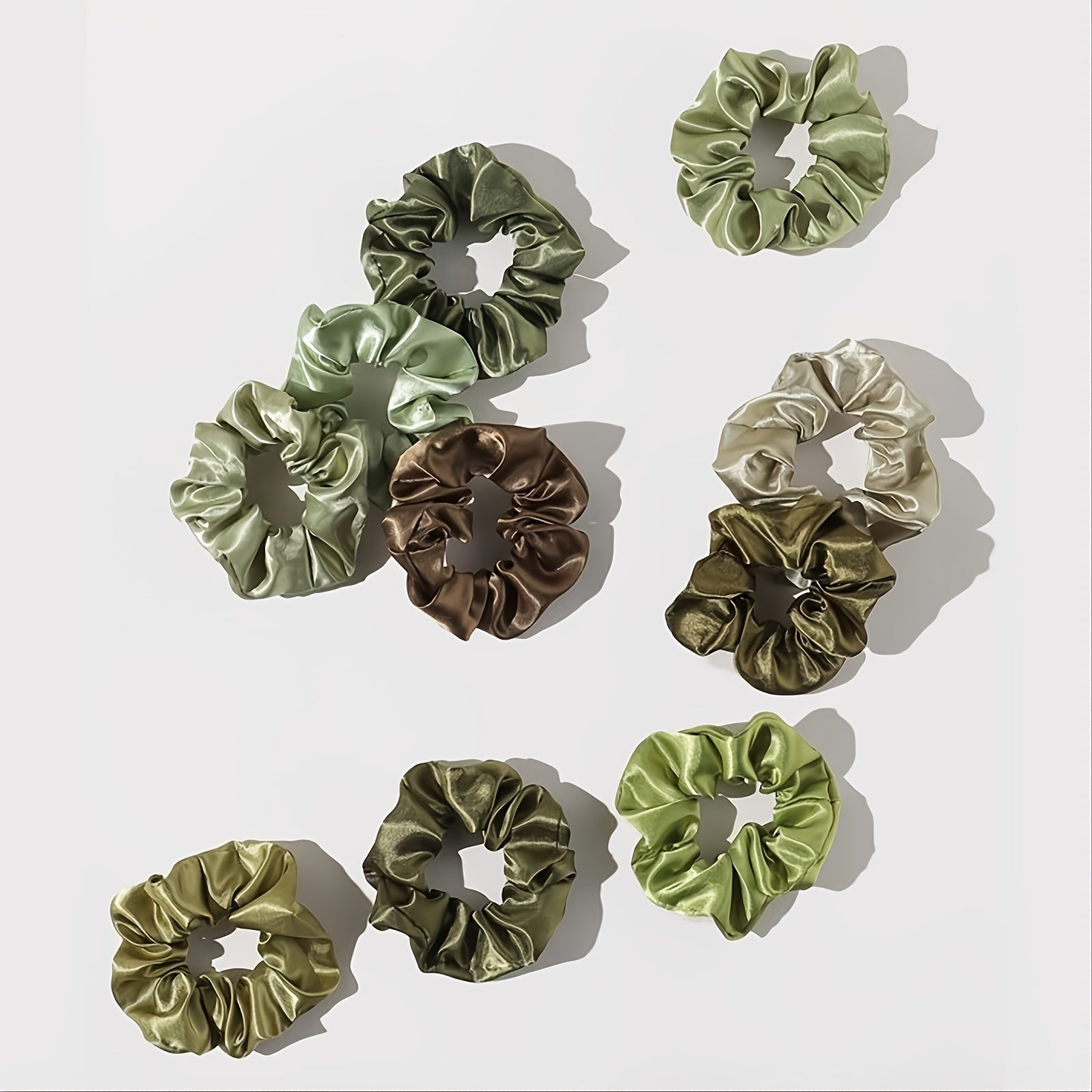10pcs Smooth Texture Girls Hair Ring Satin Elastic Headdress