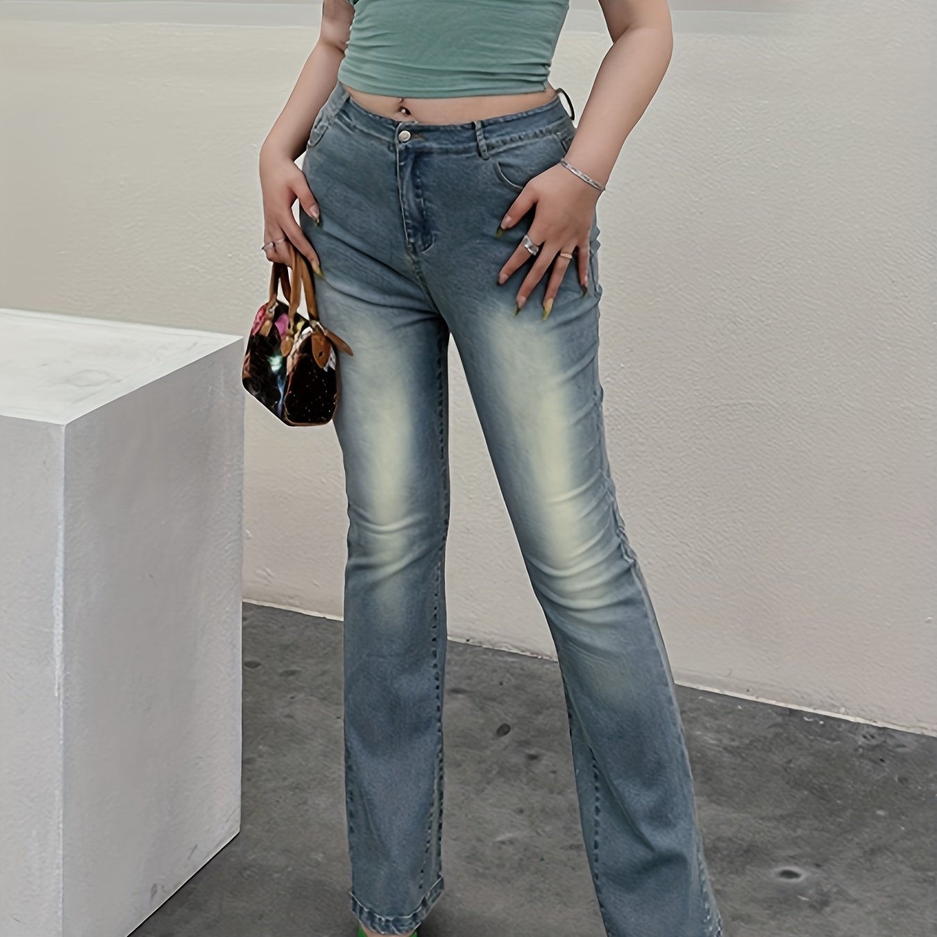  Button Fly Flared Leg Jeans