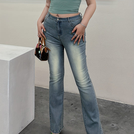  Button Fly Flared Leg Jeans