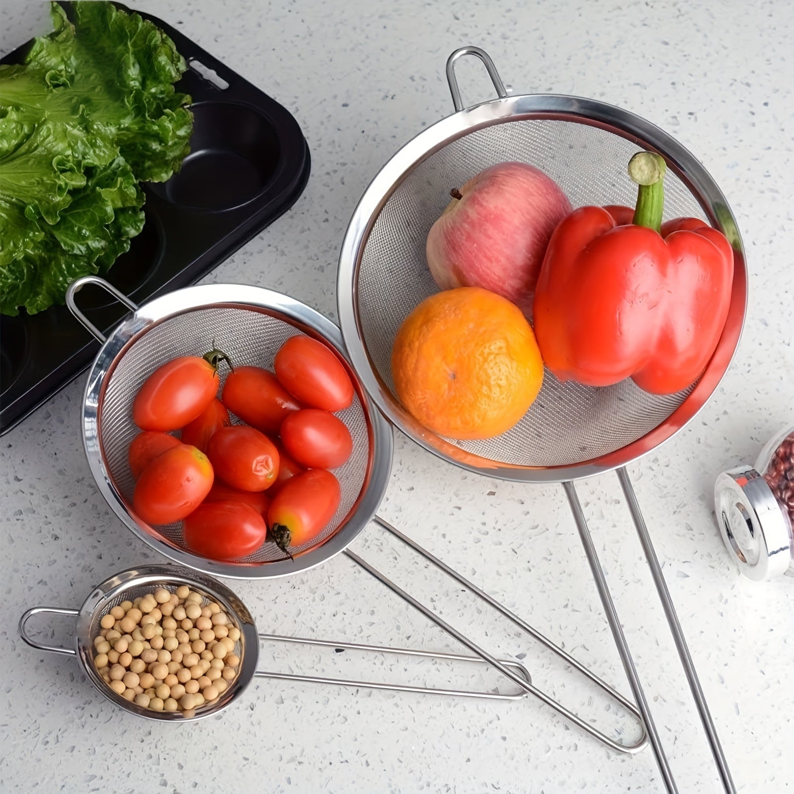 3pcs Stainless Steel Colander Spoon Skimmer Ladle Hot Pot Filter Spoon