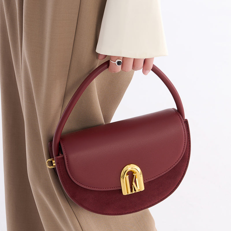 Retro Saddle Bag Women Crossbody & Shoulder Purse Khaki Dark Brown