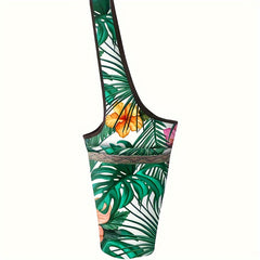 Canvas Shoulder Yoga Mat Storage Bag Flower Pattern Fitness Bag
