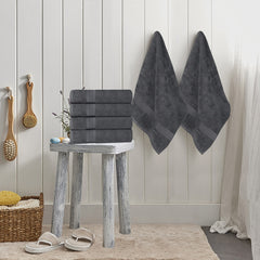 6 Pack Soft Cotton Hand Towels for Gym and Spa Dark Gray