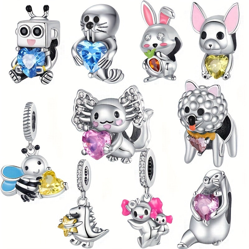 Silvery Robot Zircon Beads for Bracelets & Necklaces