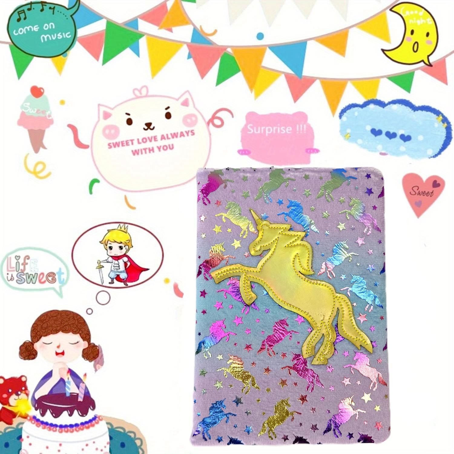 Unicorn Plush Diary Blank Journal Glitter Cover School Creative Expression