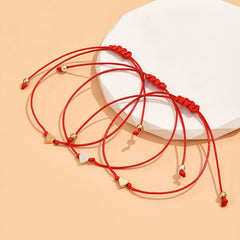 3 Pcs Rope Bracelet Heart Shape Adjustable Friendship Bangles
