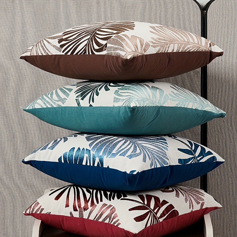 Jacquard Basho Leaf Throw Pillowcase Burlap Cover