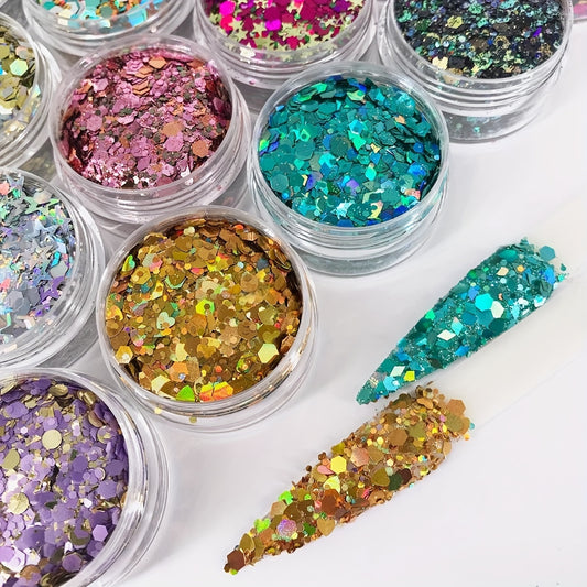 2 Pcs Chunky Holographic Glitter Sequins for Nails & Face