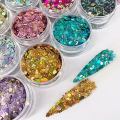 2 Pcs Chunky Holographic Glitter Sequins for Nails & Face