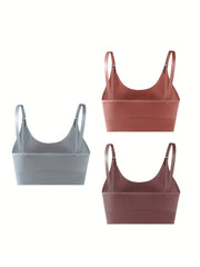 3pcs Front Buckle Nursing Bras Soft Full Coverage Wireless Breastfeeding Bra