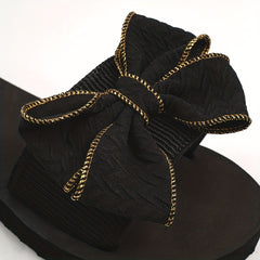 Women's Bowknot Slip On Sandals Thick sole Slides Casual & Summer Beach Shoes
