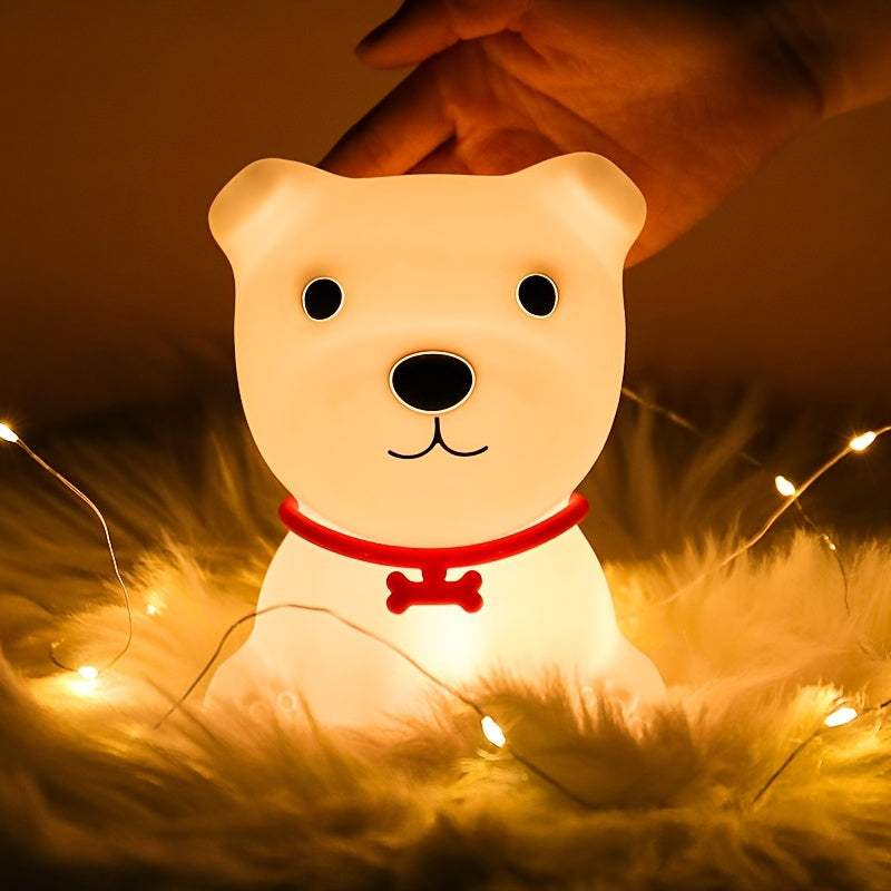 Dog Night Light LED Touch Sensor 16 Colors Rechargeable Silicone Puppy Lamp