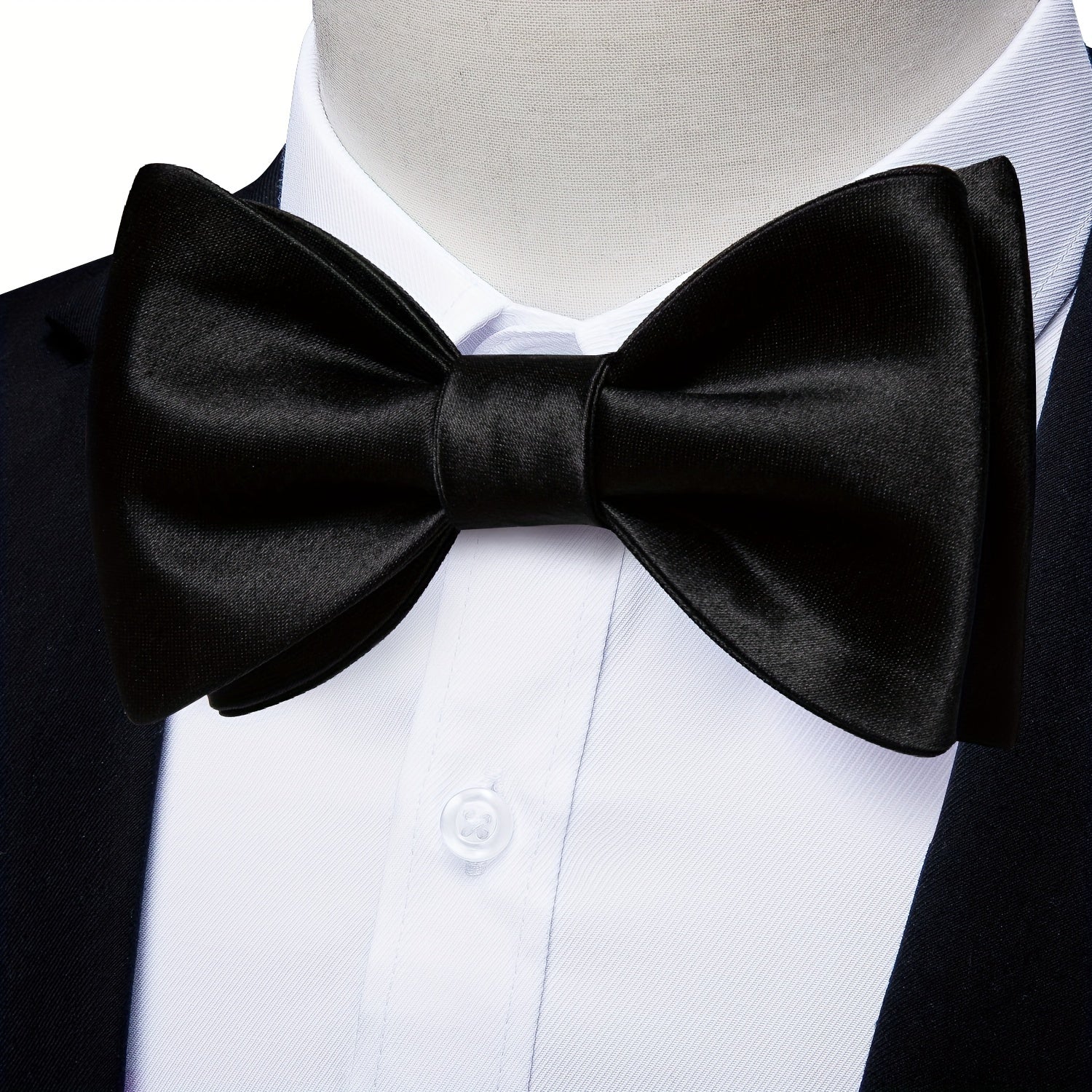 Formal Men's Silk Bow Tie Solid Pre self Bow Tie Square Cufflink Wedding Set