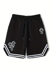 Men's Cross Graphic Drawstring Stretchy Shorts