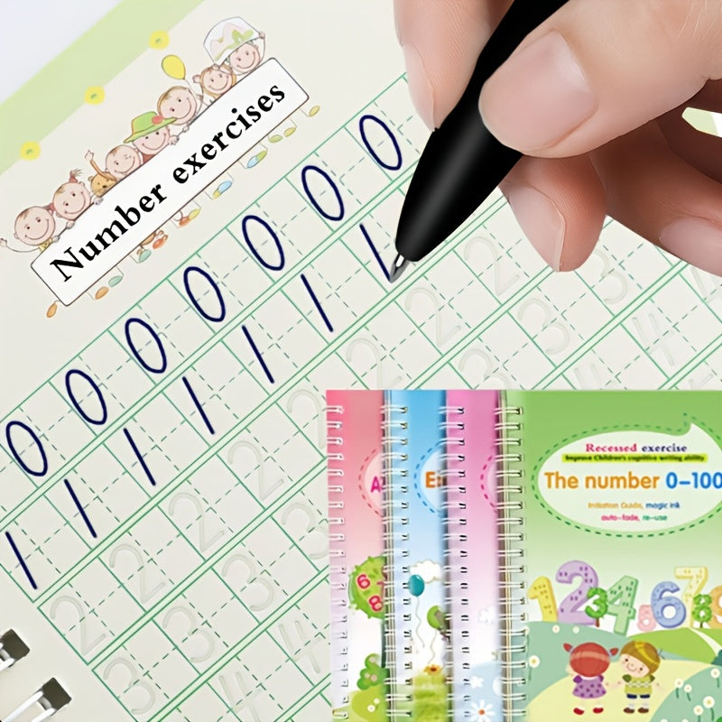4pcs Handwriting Practice Books with Pen & Paper