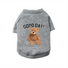 Bear Graphic Pet Crew Neck Sweater For Autumn And Winter