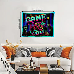 Fluorescent UV Light Tapestry Wall Hanging - Game Night Party Design
