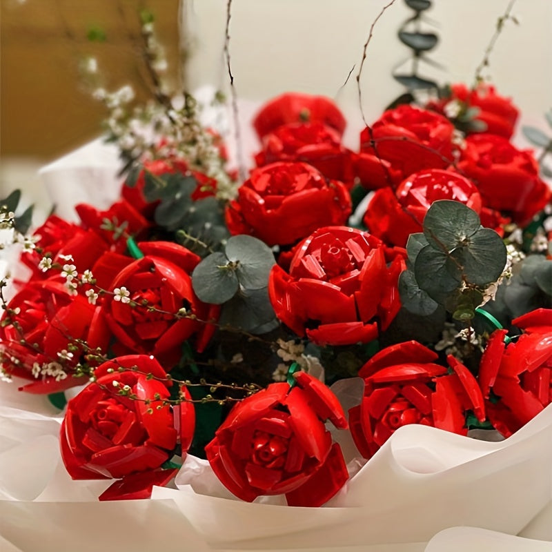 Building Blocks Rose Flower Potted DIY Toy For Children Gift