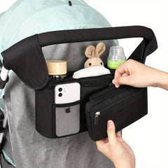 Baby Stroller Manager with Non-Slip Strap, Insulated Cup Holder, Phone Bag