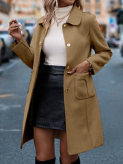 Waterfall Collar Button Overcoat Casual Warm Fall Winter Outerwear