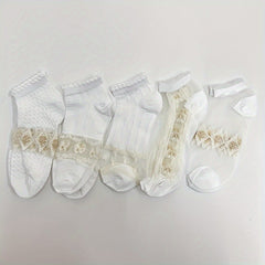 5 Pairs Crystal Glass Ankle Socks Women's Stockings