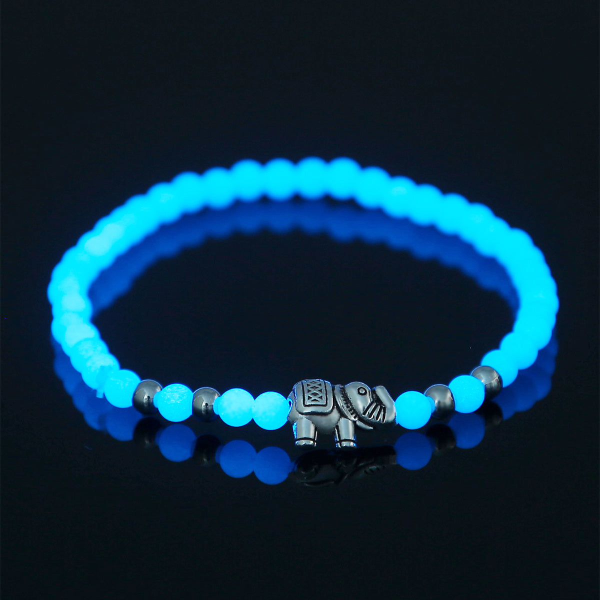 Glowing Elephant Bracelet Beaded Stretch