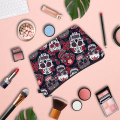 Sugar Skull Rose Makeup Bag with Coin Purses