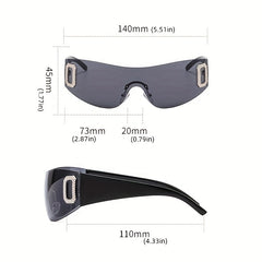 Y2K Wrap Around Sunglasses Star Decor UV400