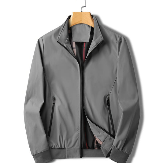 Men's Stand Collar Zip Sports Jacket with Pockets