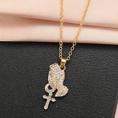 Praying Hands Pendant Necklace Lucky Pendant Jewelry