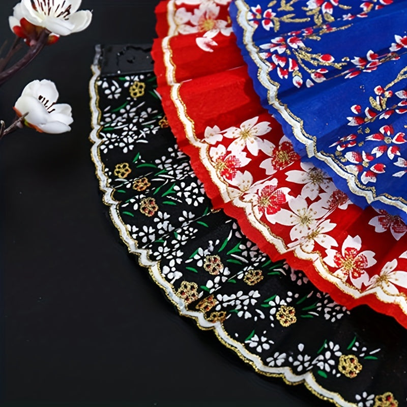 Plastic Folding Fan Retro Chinese Style Floral Fan