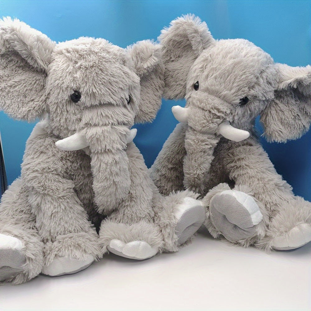 Ultra Soft Grey Elephant Plush Toy with Tusks