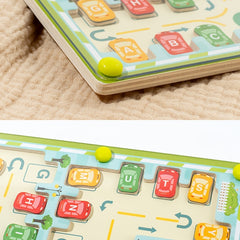 Wooden Magnetic Car Maze Game for Kids, Educational Toy with Magnets