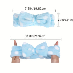 2pcs Polka Dot Bow Headband for Daily SPA Skin Care