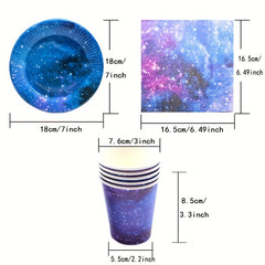 Galaxy Party Supplies Set Solar System Paper Plates Cups Napkins For 24