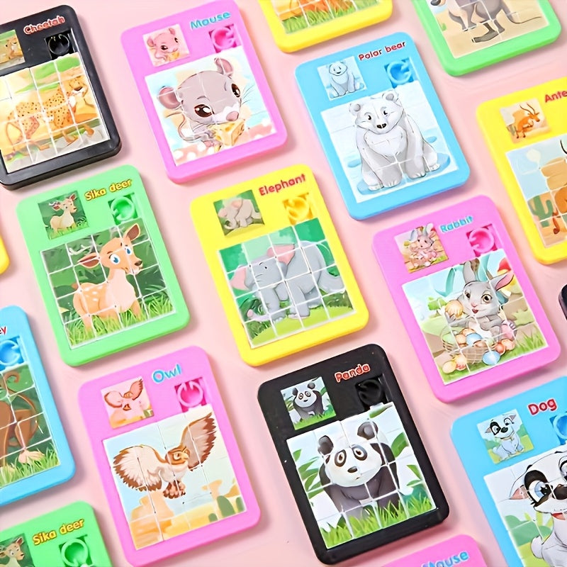12pcs Plastic Animal Sliding Puzzle Huaron Road Toy Puzzle Party Prize