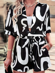 Abstract Print Two piece Set Top & Shorts
