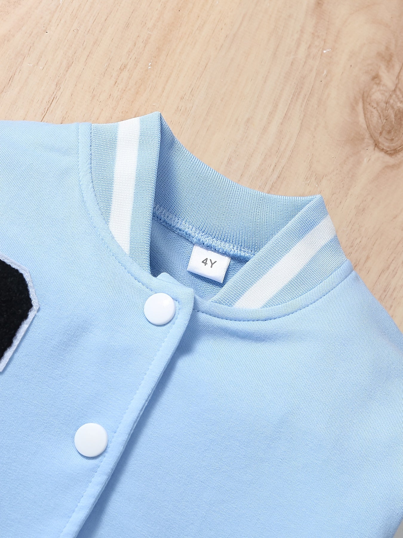 Boys R Embroidered Baseball Collar Varsity Jacket